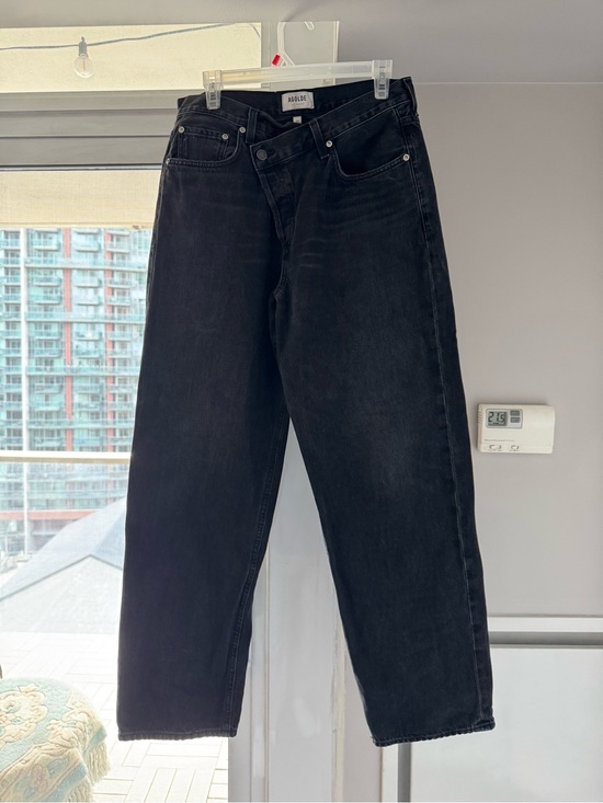 Agolde Denim - Agolde Asymmetrical Black High Rise Straight Cut Jeans